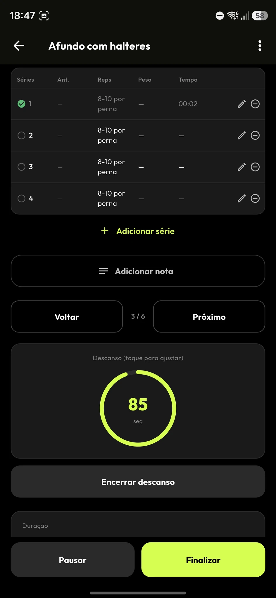 Sessão ao Vivo com Timer Volt